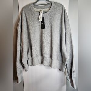 Fabletics Heather Gray Cropped Round Terry CrewNeck Swetshirt